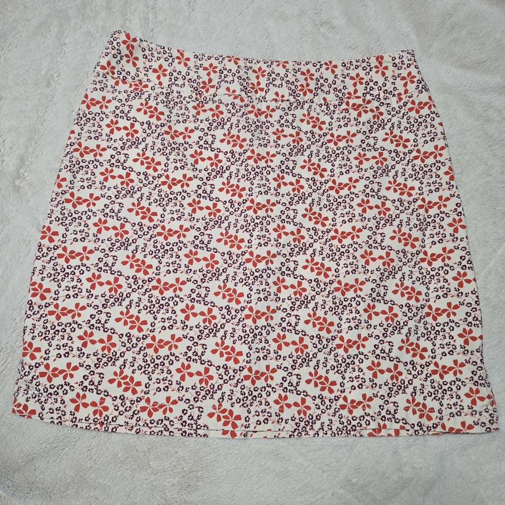 GAP Floral Mini Skirt Red & Purple Stretch Side Zip  Size 14